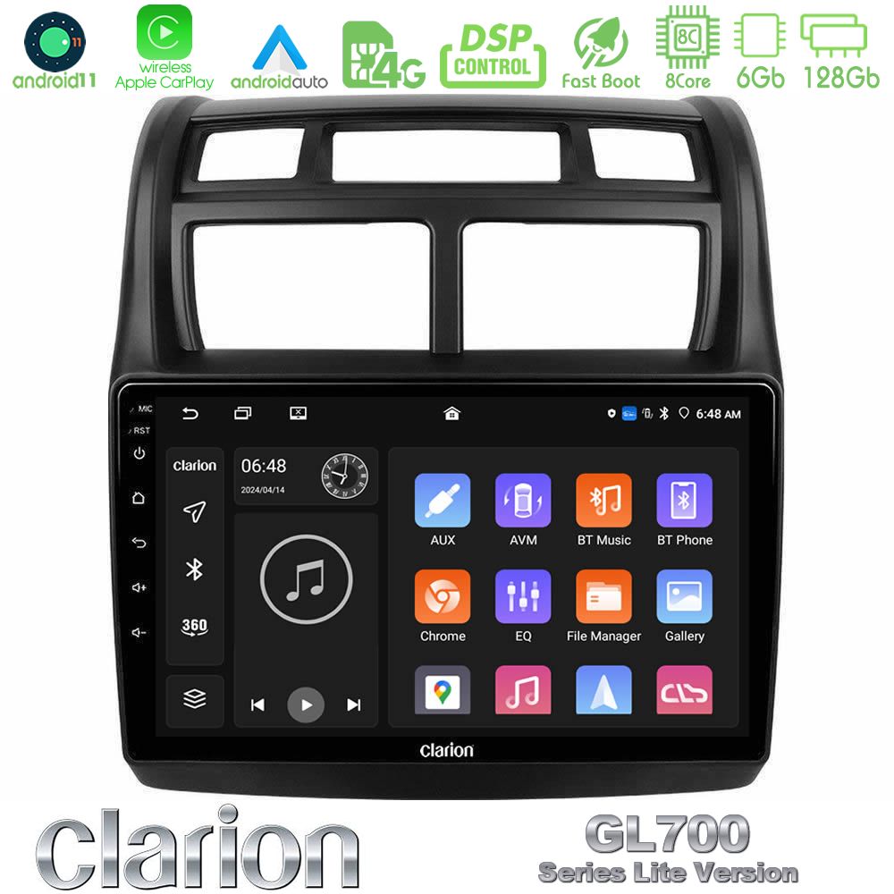 Clarion Gl700 Lite Series 8core Android11 6+128gb kia Sportage 2008-2011 Navigation Multimedia Tablet 9 με Carplay &Amp; Android Auto u-G76l-Ki0108