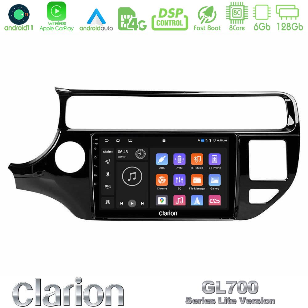 Clarion Gl700 Lite Series 8core Android11 6+128gb kia rio 2015-2017 Navigation Multimedia Tablet 9 με Carplay &Amp; Android Auto u-G76l-Ki0553