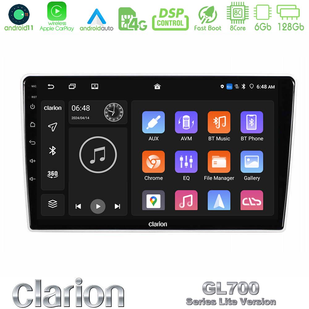 Clarion Gl700 Lite Series kia Sportage 2005-2008 8core Android11 6+128gb Navigation Multimedia Tablet 9″ με Carplay &Amp; Android Auto με Carplay &Amp; Android Auto u-G76l-Ki1346