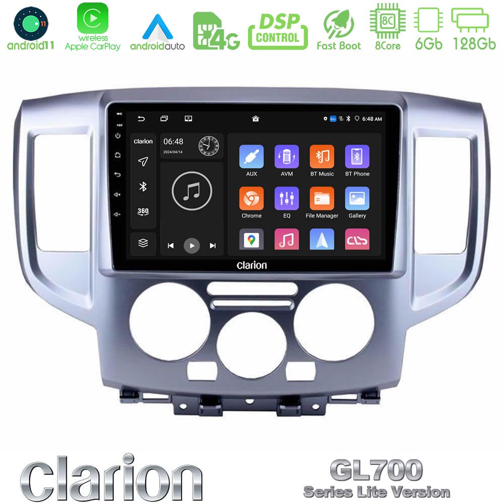 Clarion Gl700 Lite Series 8core Android11 6+128gb Nissan Nv200 Navigation Multimedia Tablet 9 με Carplay &Amp; Android Auto u-G76l-Ns391