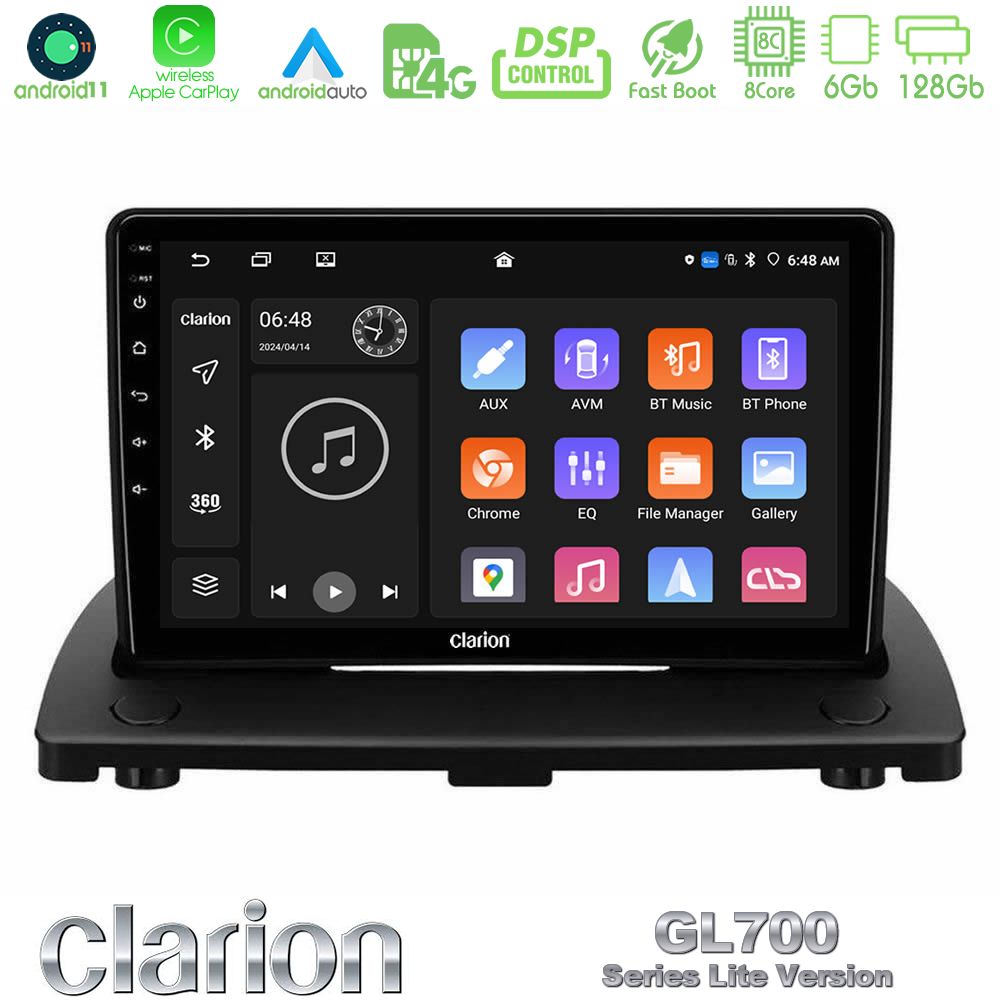 Clarion Gl700 Lite Series 8core Android11 6+128gb Volvo Xc90 2006-2014 Navigation Multimedia Tablet 9 με Carplay &Amp; Android Auto u-G76l-Vl0976