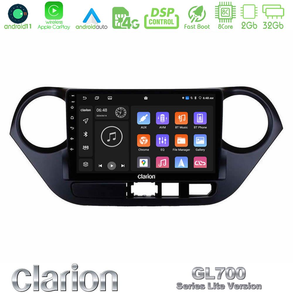 Clarion Gl700 Lite Series 8core Android11 2+32gb Hyundai i10 2014-2020 Navigation Multimedia Tablet 9 με Carplay &Amp; Android Auto u-G72l-Hy0506