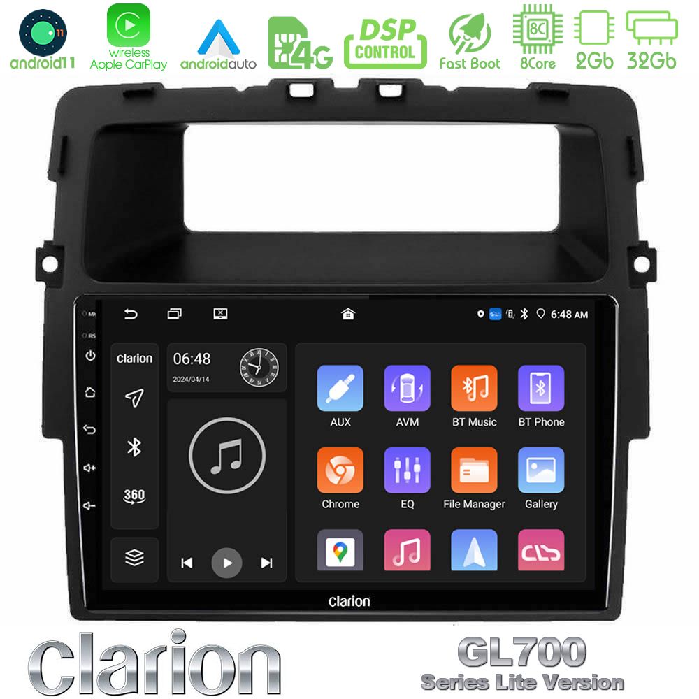 Clarion Gl700 Lite Series 8core Android11 2+32gb Renault/nissan/opel Navigation Multimedia Tablet 10 με Carplay &Amp; Android Auto u-G72l-Rn1338