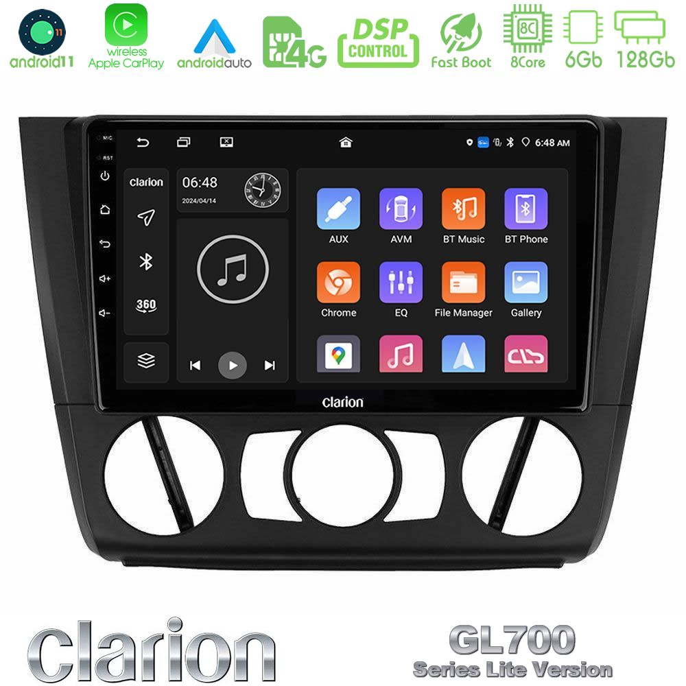 Clarion Gl700 Lite Series 8core Android11 6+128gb bmw 1series E81/e82/e87/e88 (Manual A/c) Navigation Multimedia Tablet 9 με Carplay &Amp; Android Auto u-G76l-Bm1011