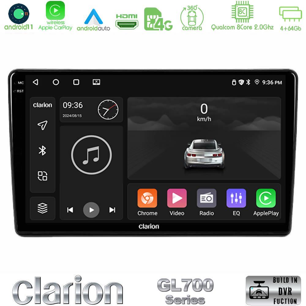 Clarion Gl700 Series 8core Android13 4+64gb Peugeot Partner / Citroën Berlingo 2008-2018 Navigation Multimedia Tablet 9 με Carplay &Amp; Android Auto u-gl7-Ct1026