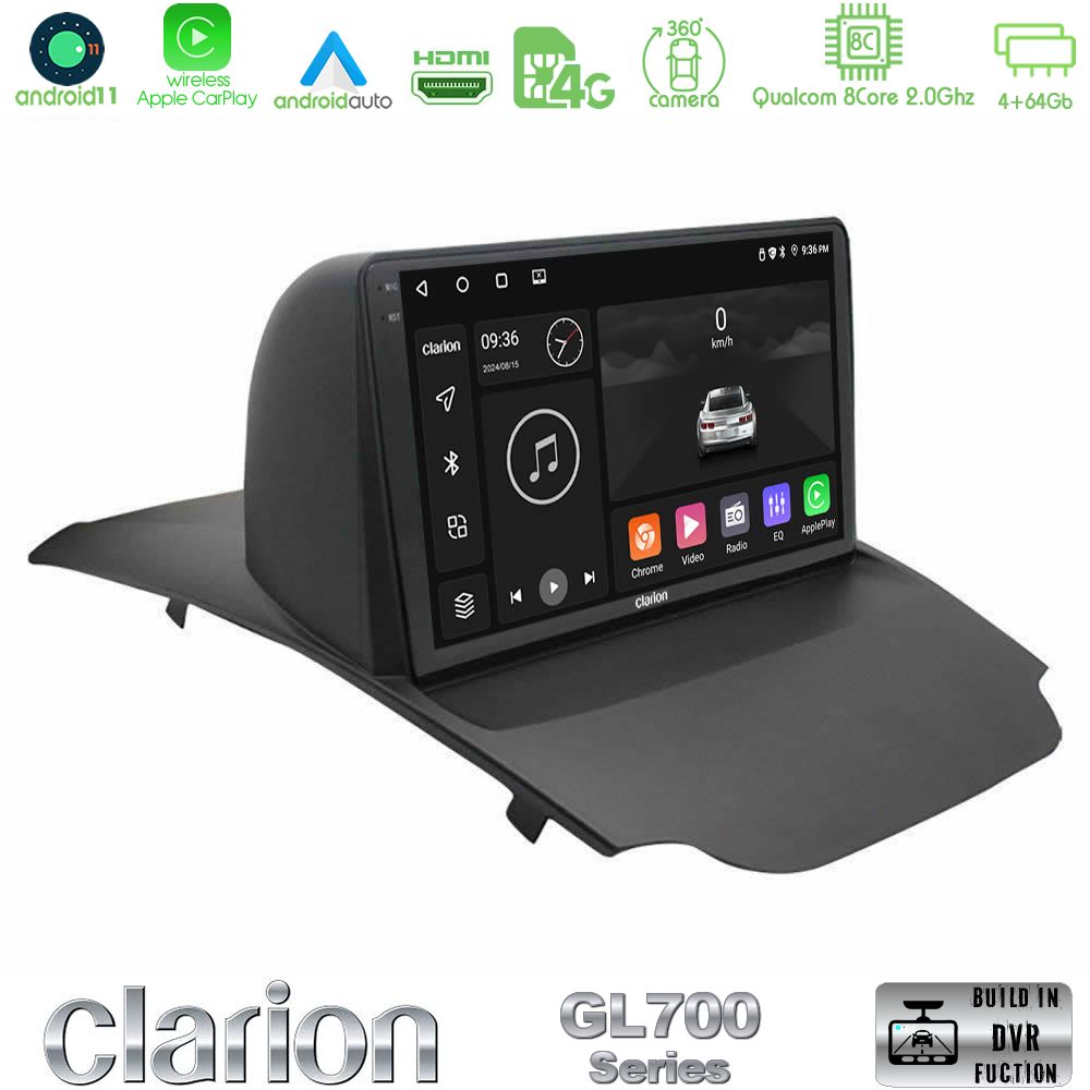 Clarion Gl700 Series 8core Android11 4+64gb Ford Ecosport 2014-2017 Navigation Multimedia Tablet 10 με Carplay &Amp; Android Auto u-gl7-Fd0599