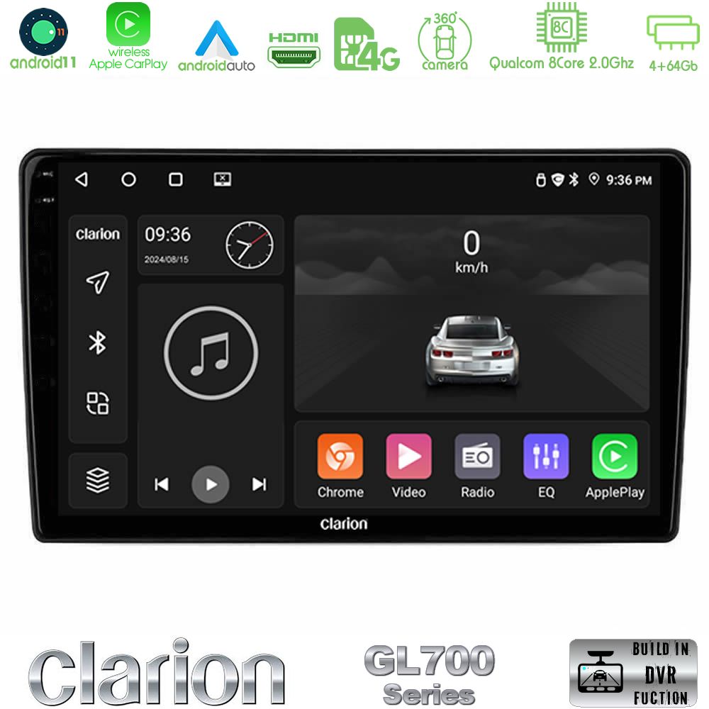 Clarion Gl700 Series Alfa Romeo Mito 2008-2014 8core Android13 4+64gb Navigation Multimedia Tablet 9 με Carplay &Amp; Android Auto με Carplay &Amp; Android Auto u-gl7-Ar1654