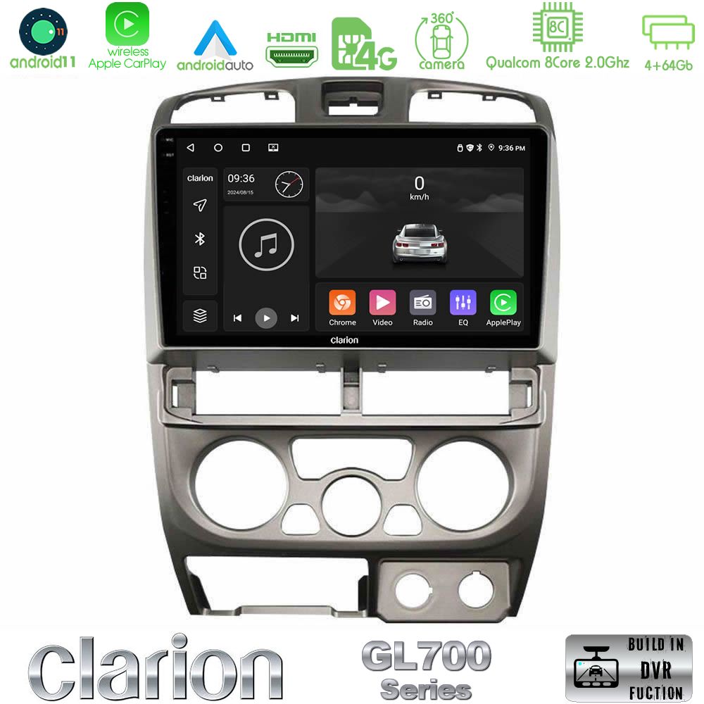 Clarion Gl700 Series 8core Android11 4+64gb Isuzu d-max 2004-2006 Navigation Multimedia Tablet 9 με Carplay &Amp; Android Auto u-gl7-Iz0769