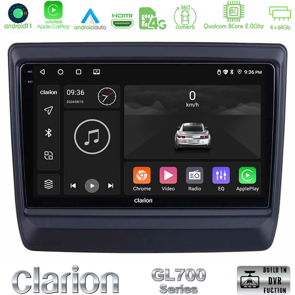 Clarion Gl700 Series 8core Android13 4+64gb Isuzu d-max 2020-2023 Navigation Multimedia Tablet 9 με Carplay &Amp; Android Auto u-gl7-Iz715