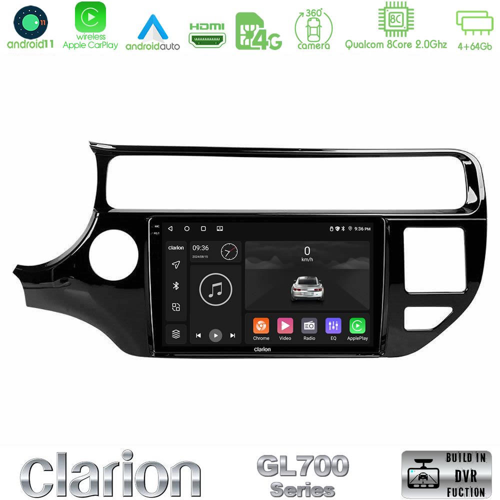 Clarion Gl700 Series 8core Android13 4+64gb kia rio 2015-2017 Navigation Multimedia Tablet 9 με Carplay &Amp; Android Auto u-gl7-Ki0553