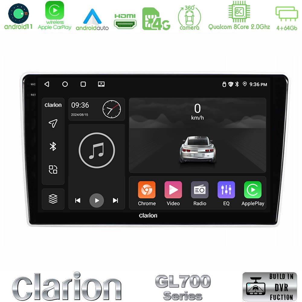 Clarion Gl700 Series kia Sportage 2005-2008 8core Android11 4+64gb Navigation Multimedia Tablet 9″ με Carplay &Amp; Android Auto με Carplay &Amp; Android Auto u-gl7-Ki1346