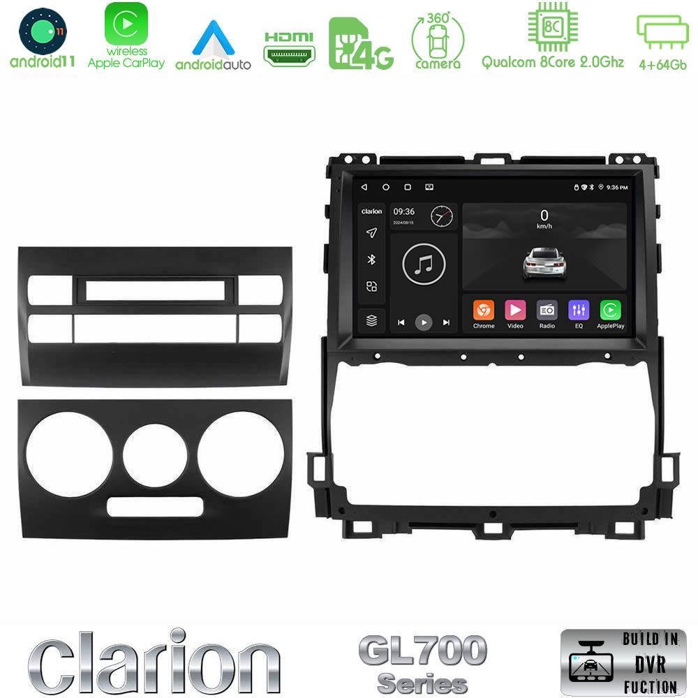 Clarion Gl700 Series 8core Android13 4+64gb Toyota Land Cruiser J120 2002-2009 Navigation Multimedia Tablet 9 με Carplay &Amp; Android Auto u-gl7-Ty0451