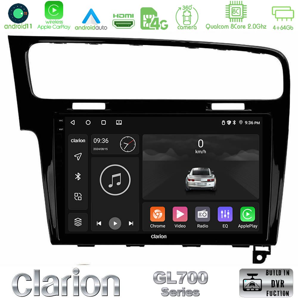 Clarion Gl700 Series 8core Android11 4+64gb vw Golf 7 Navigation Multimedia Tablet 10 με Carplay &Amp; Android Auto u-gl7-Vw0003pb