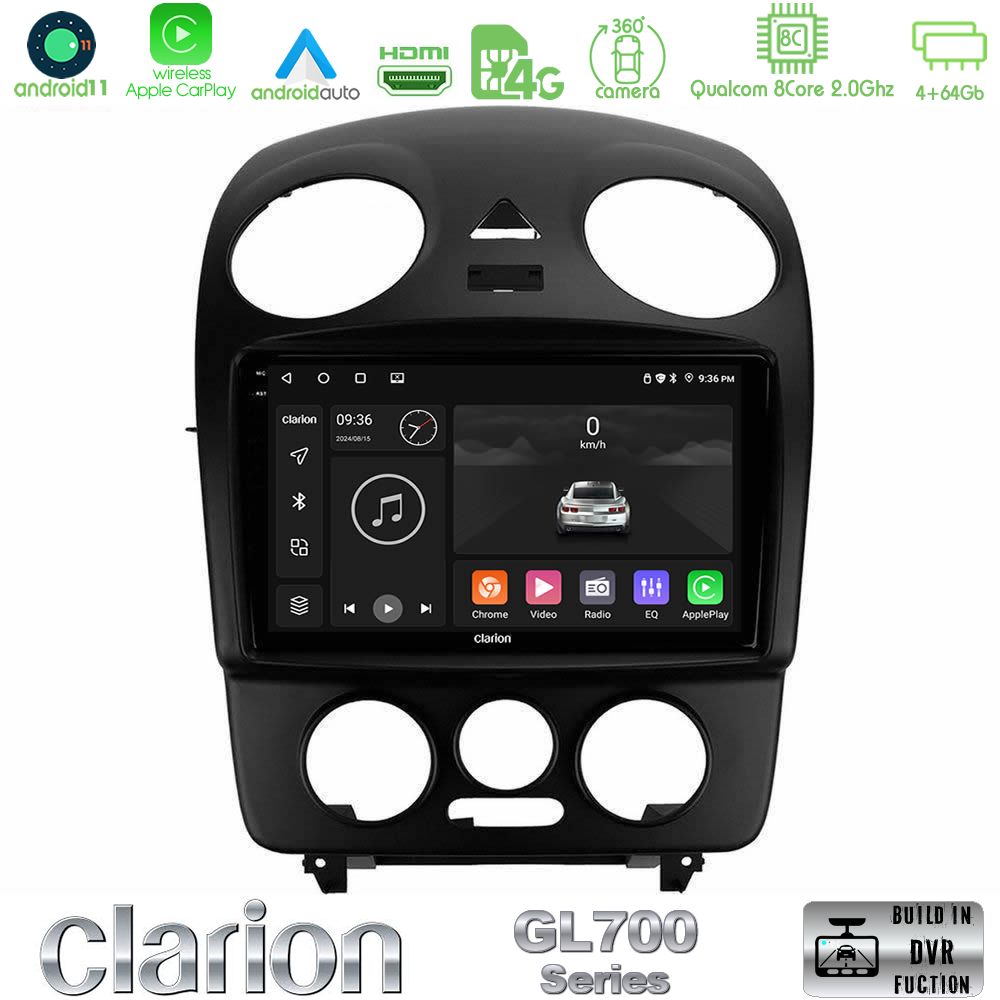 Clarion Gl700 Series 8core Android11 4+64gb vw Beetle Navigation Multimedia Tablet 9 με Carplay &Amp; Android Auto u-gl7-Vw1059