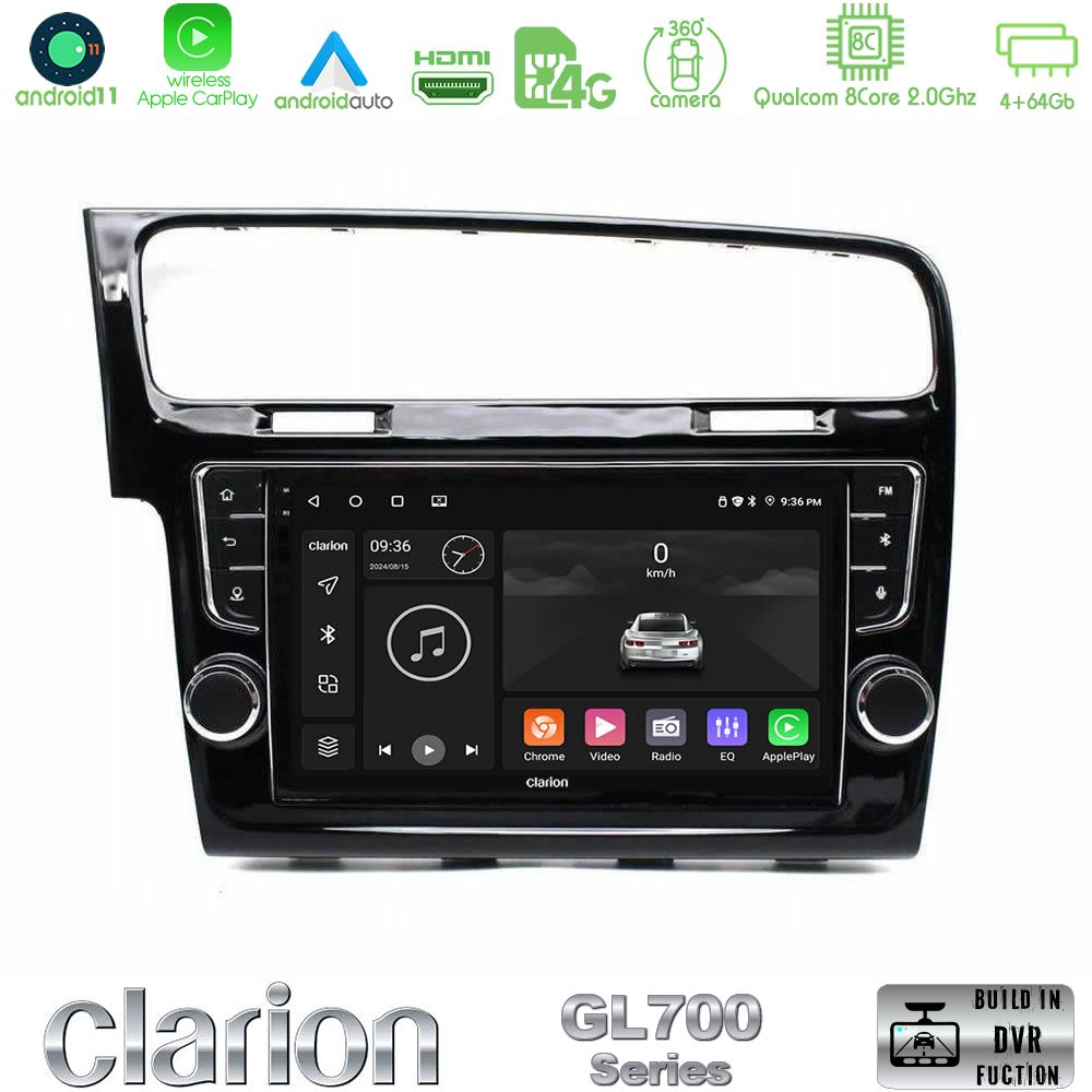 Clarion Gl700 Series 8core Android11 4+64gb vw Golf 7 Navigation Multimedia Tablet 9 με Carplay &Amp; Android Auto (Oem Look) u-gl7-Vw1381