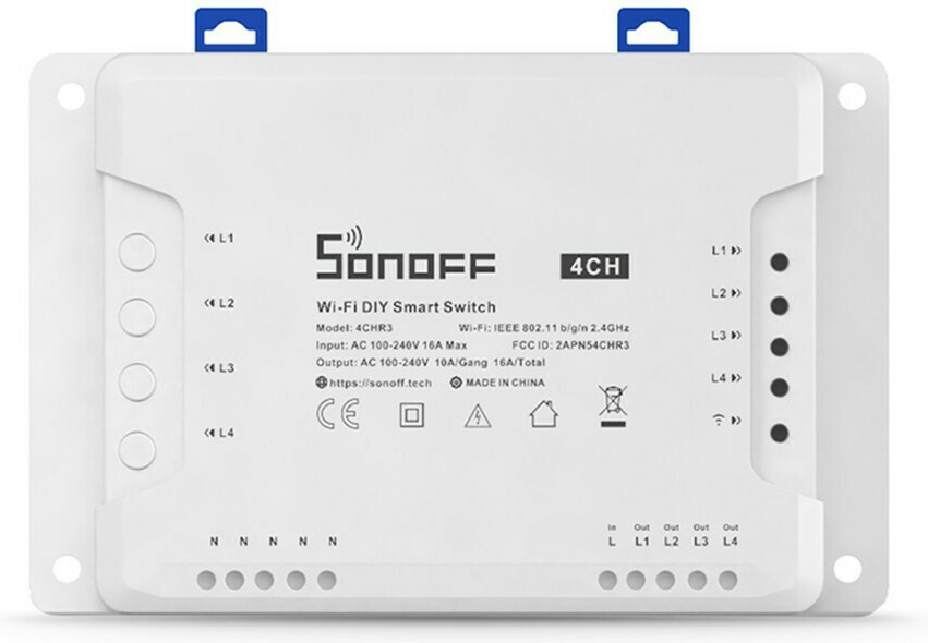 Sonoff 4CH R3 Smart Ενδιάμεσος Διακόπτης Wi-Fi σε Λευκό Χρώμα (M0802010003) (SONM0802010003)