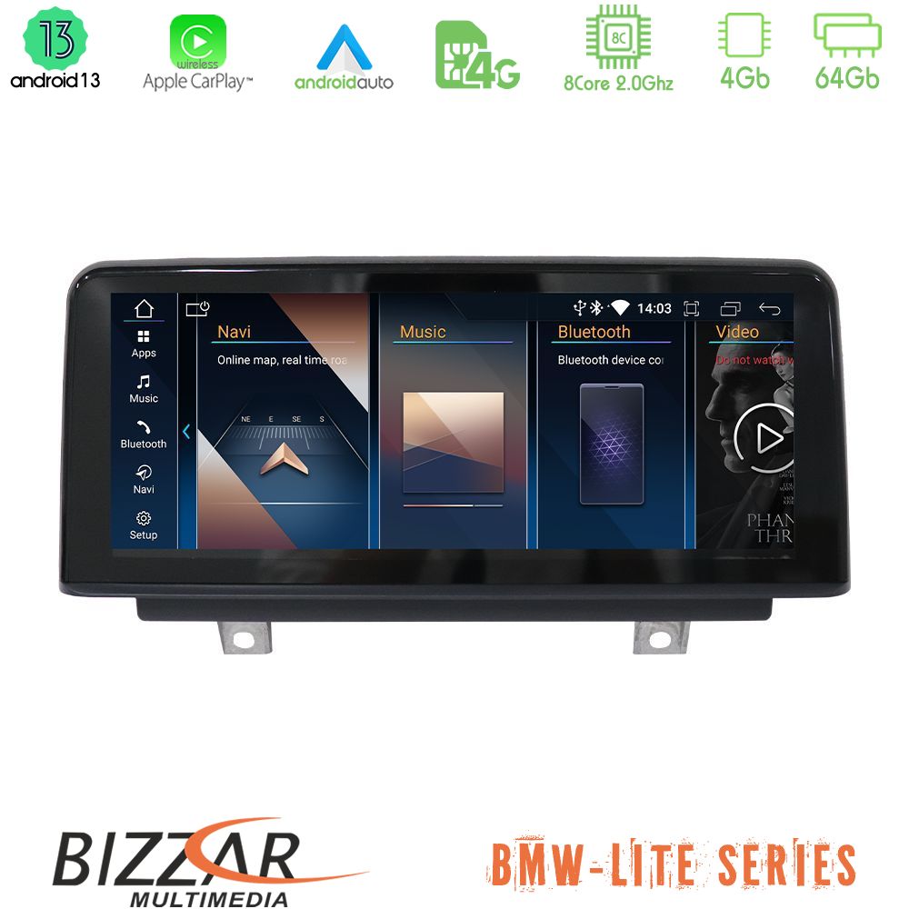 Bizzar Lite Series bmw 3er/4er(f30/f32) Android13 8core (4+64gb) Navigation Multimedia 10.25″ hd u-Bm66327u