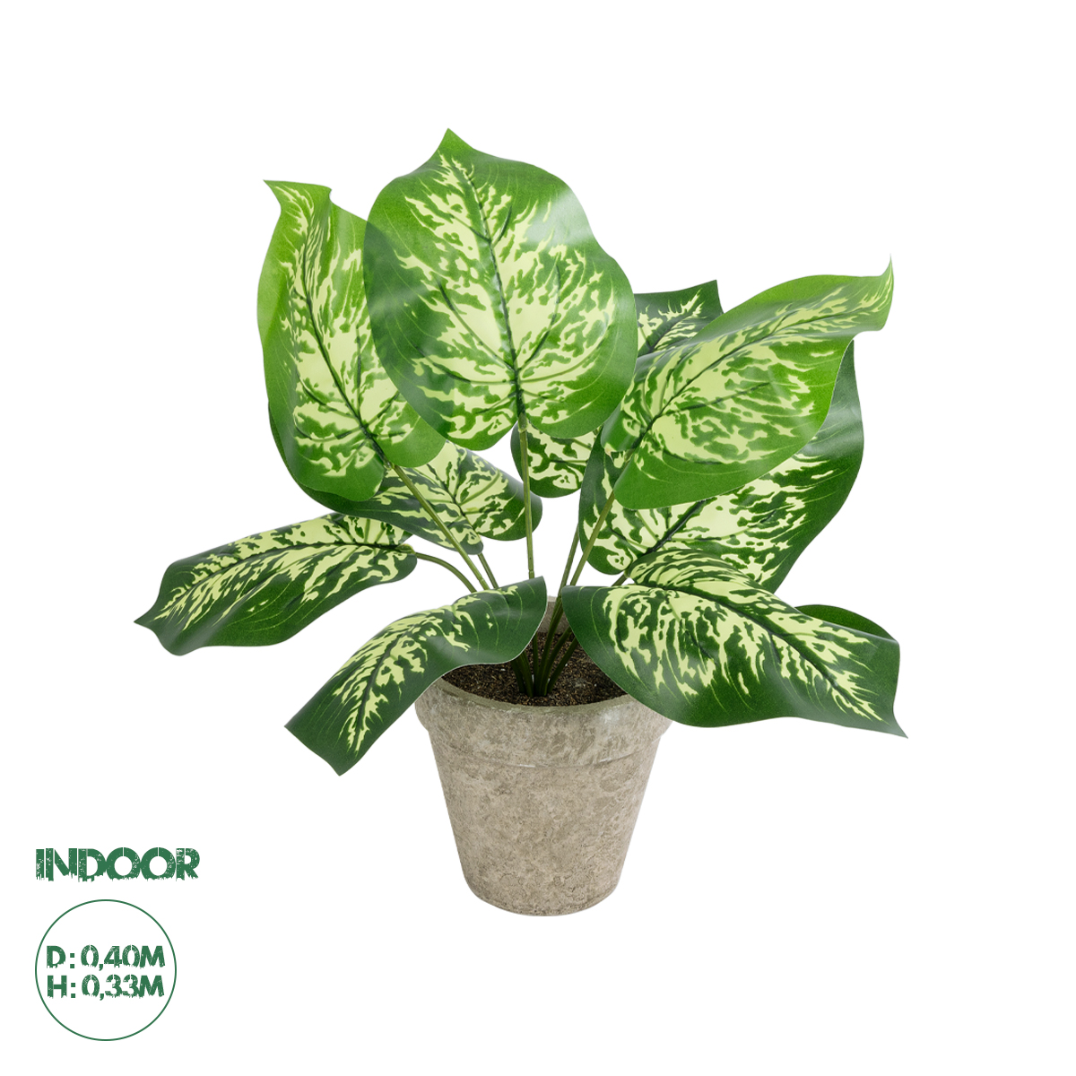 GloboStar® Artificial Garden DIEFFENBACHIA POTTED PLANT 20897 Διακοσμητικό Φυτό Διεφενμπάχια Φ40 x Υ33cm