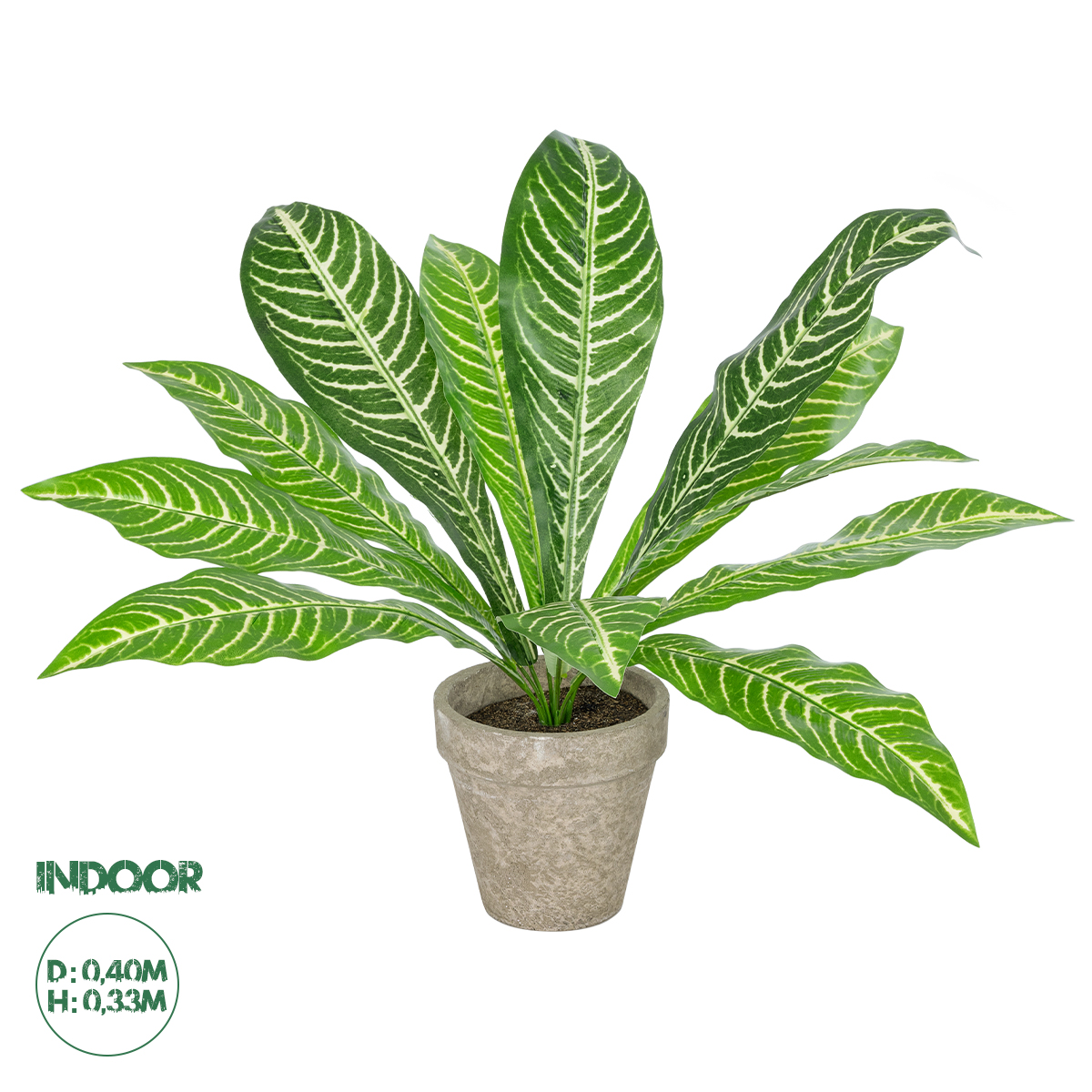 GloboStar® Artificial Garden ZEBRA POTTED PLANT 20906 Διακοσμητικό Φυτό Ζέμπρα Φ40 x Υ33cm