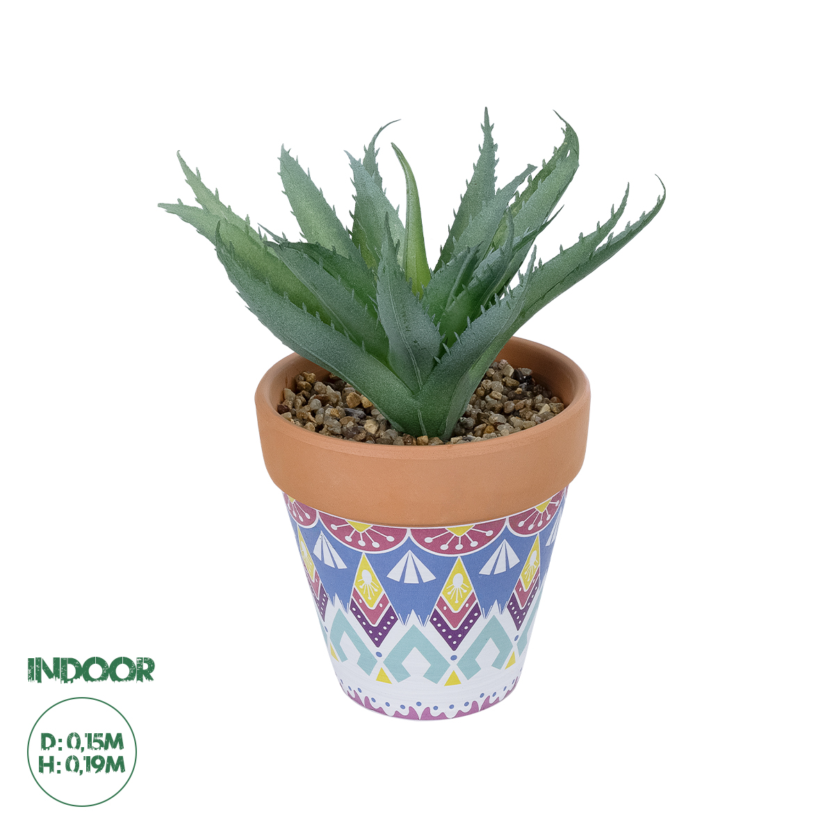 GloboStar® Artificial Garden SUCCULENT ALOE POTTED PLANT 21053 Διακοσμητικό Φυτό Αλόη Φ15 x Υ19cm