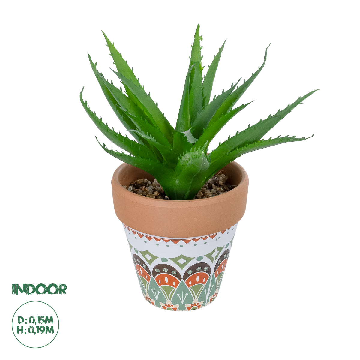 GloboStar® Artificial Garden SUCCULENT ALOE POTTED PLANT 21054 Διακοσμητικό Φυτό Αλόη Φ15 x Υ19cm