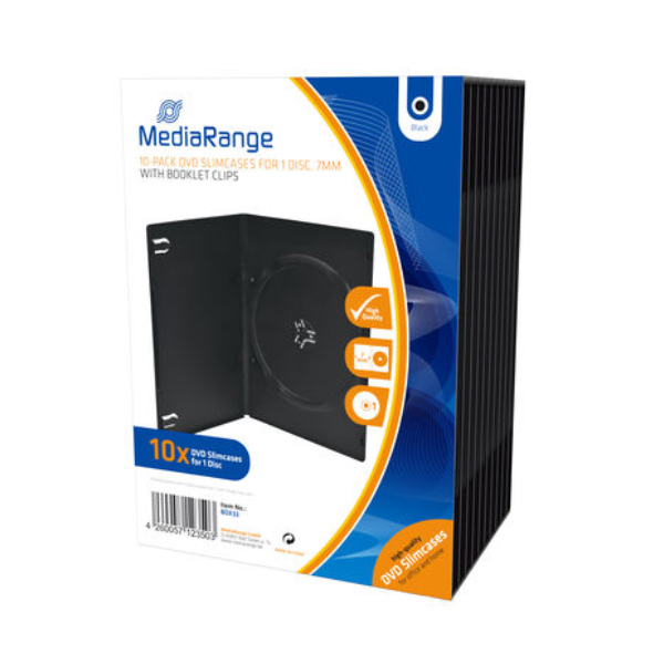 MediaRange DVD Slimcase for 1 Disc 7mm Black (10 Pack) (MRBOX33)