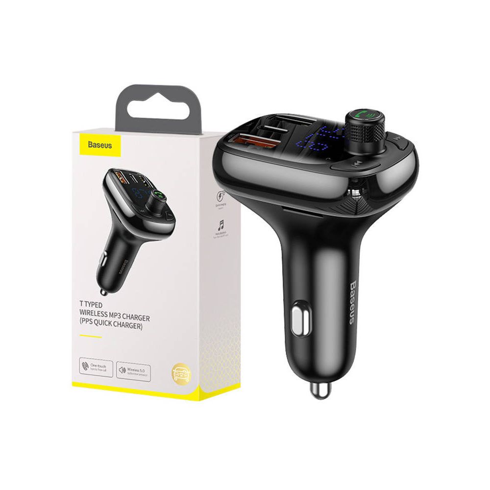 Baseus FM Car Transmitter with Bluetooth T Shaped S-13 Black (CCMT000101) (BASCCMT000101)