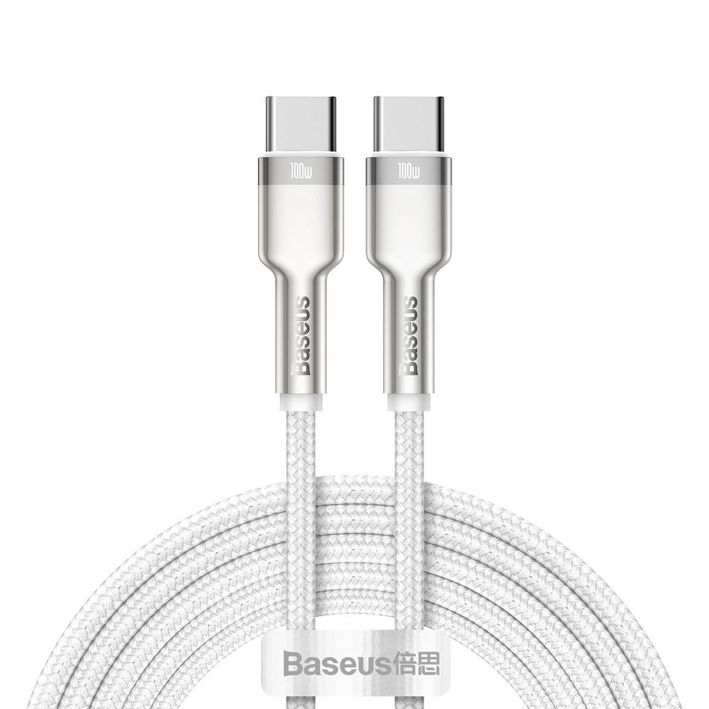 Baseus Cafule Metal Braided USB 2.0 Cable USB-C male - USB-C male Λευκό 2m (CATJK-D02) (BASCATJK-D02)