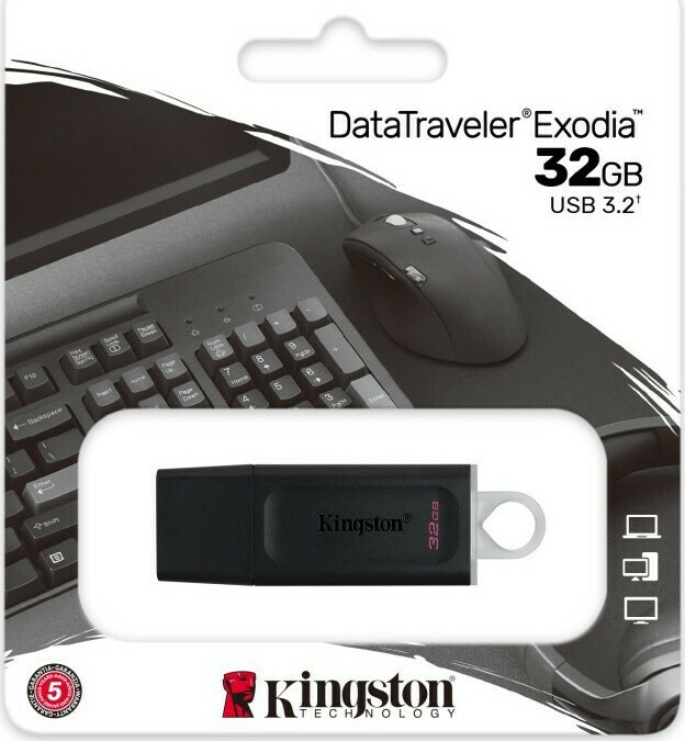 Kingston DataTraveler Exodia 32GB USB 3.2 Stick Μαύρο