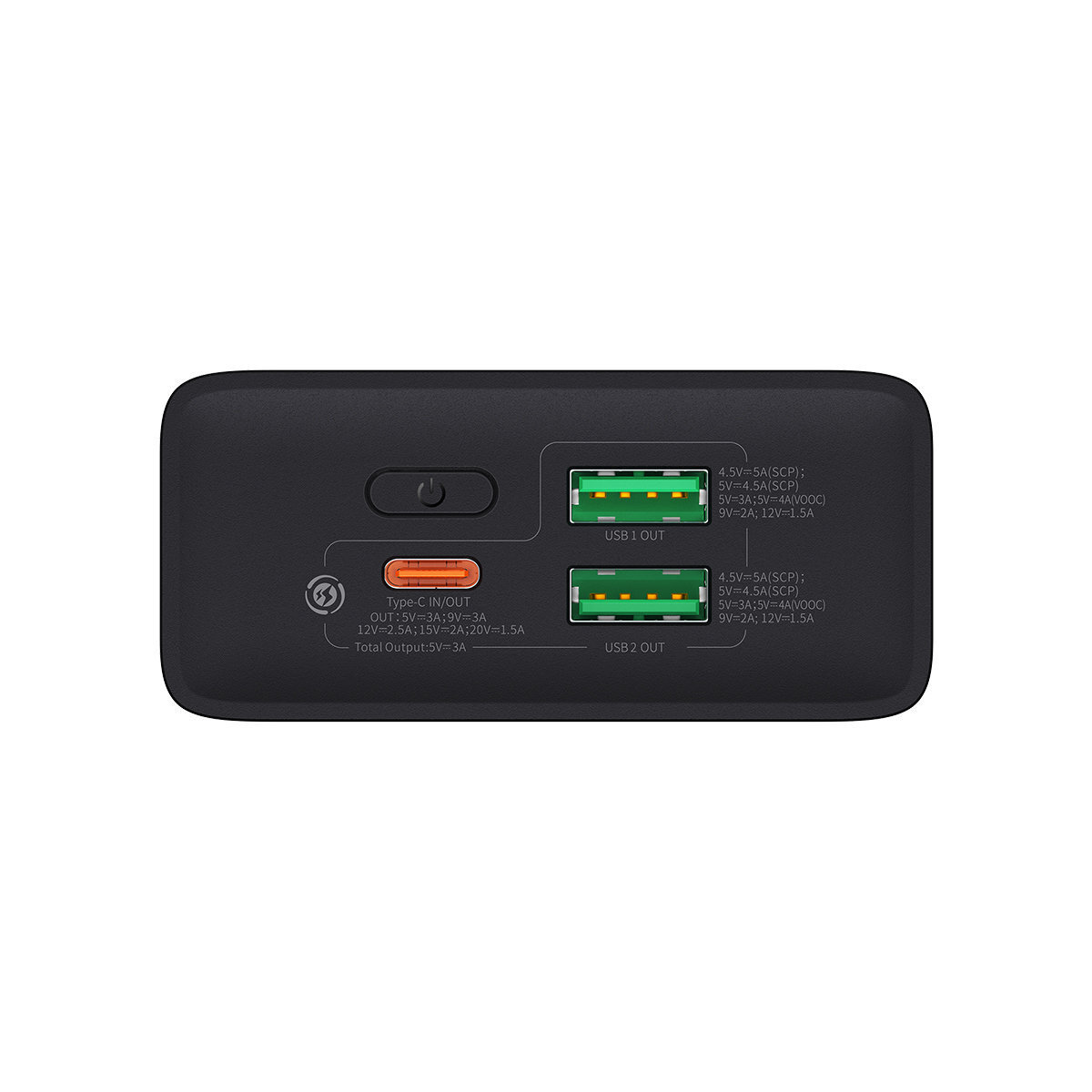 Baseus Φορητός Φορτιστής Adaman2 Digital Display Power Bank 20000mAh 30W with 2x USB-A + 1x USB-C Ports - Μαύρο (PPAD050101)