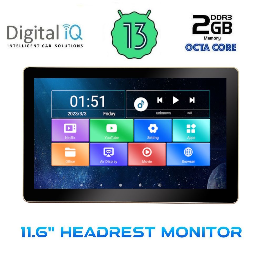 DIGITAL IQ CV1180_HR 11.6” HEADREST MONITOR