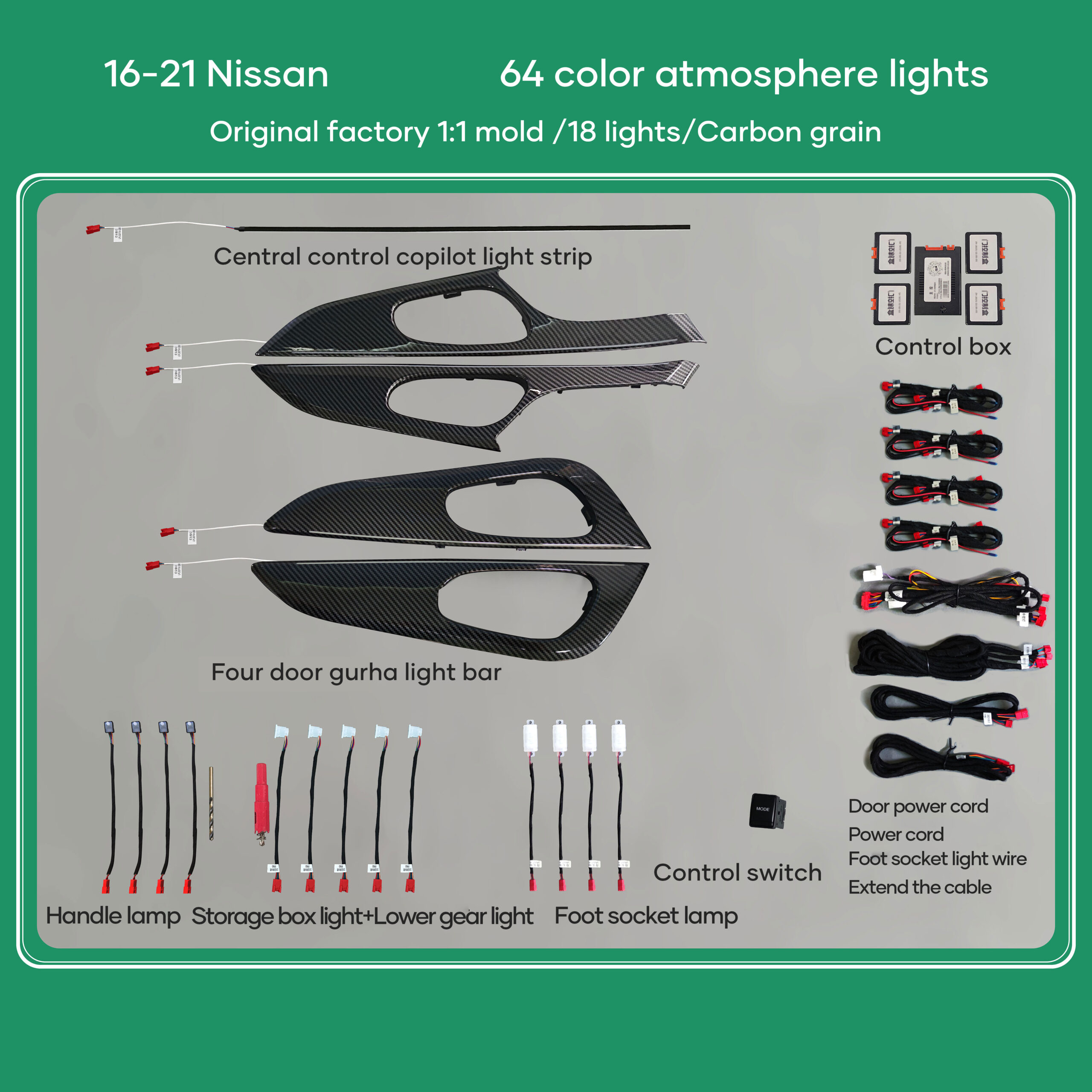 Digital iQ Ambient Light NISSAN QASHQAI - XTRAIL mod. 2016-2021, 18 Lights