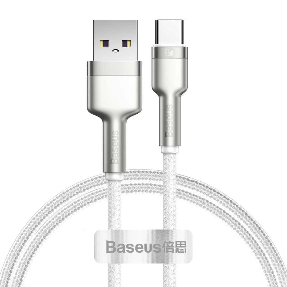 Baseus Cafule Series Braided USB 2.0 Cable USB-C male - USB-A male Λευκό 1m (CAKF000102) (BASCAKF000102)