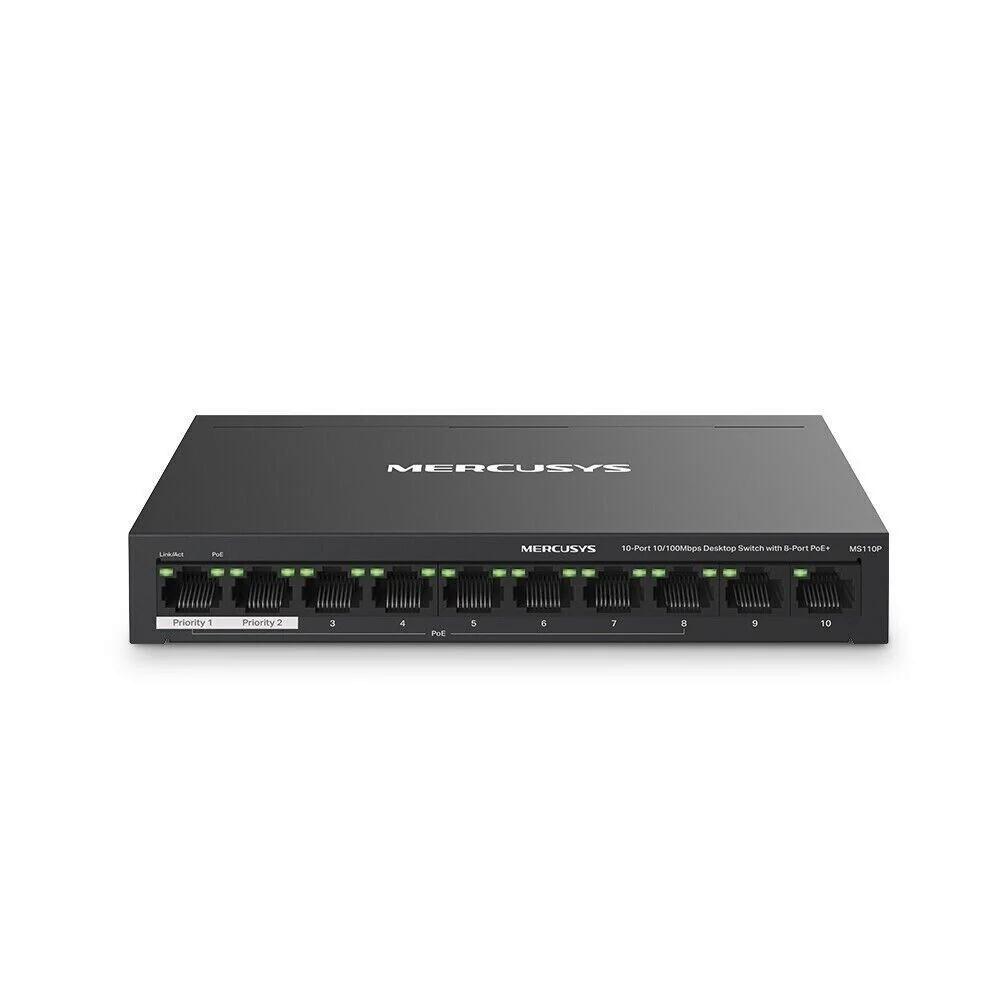 Mercusys 10-Port 10/100Mbps Desktop Switch with 8-Port PoE+ (MS110P) (MERMS110P)