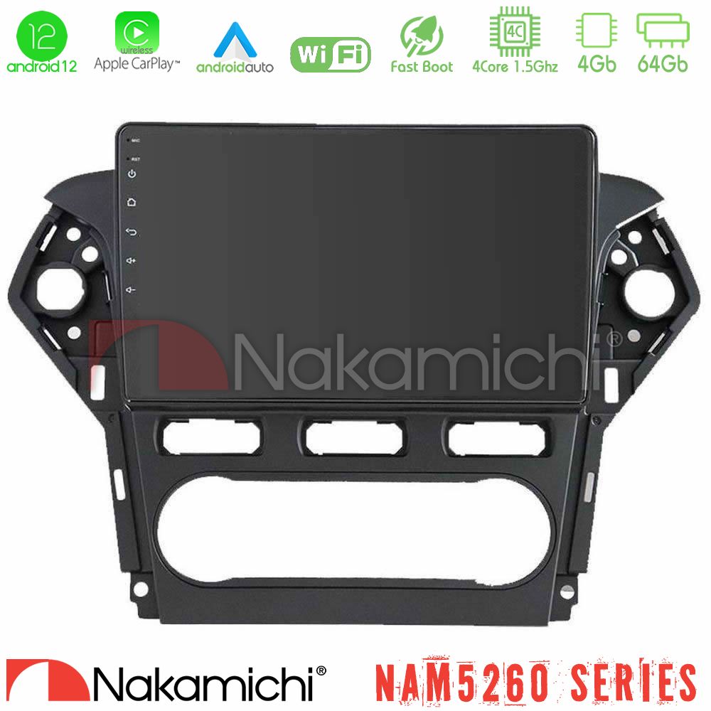 Nakamichi Nam5260 Series 4core Android12 4+64gb Ford Mondeo 2011-2014 Navigation Multimedia Tablet 9 με Carplay & Android Auto u-n44-Fd0920