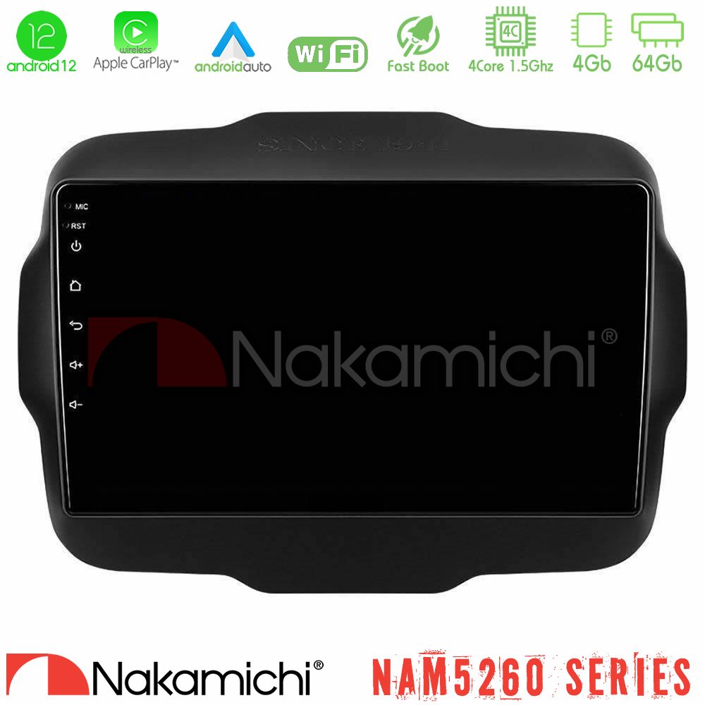 Nakamichi Nam5260 Series 4core Android12 4+64gb Jeep Renegade 2015-2019 Navigation Multimedia Tablet 9 με Carplay &Amp; Android Auto u-n44-Jp134