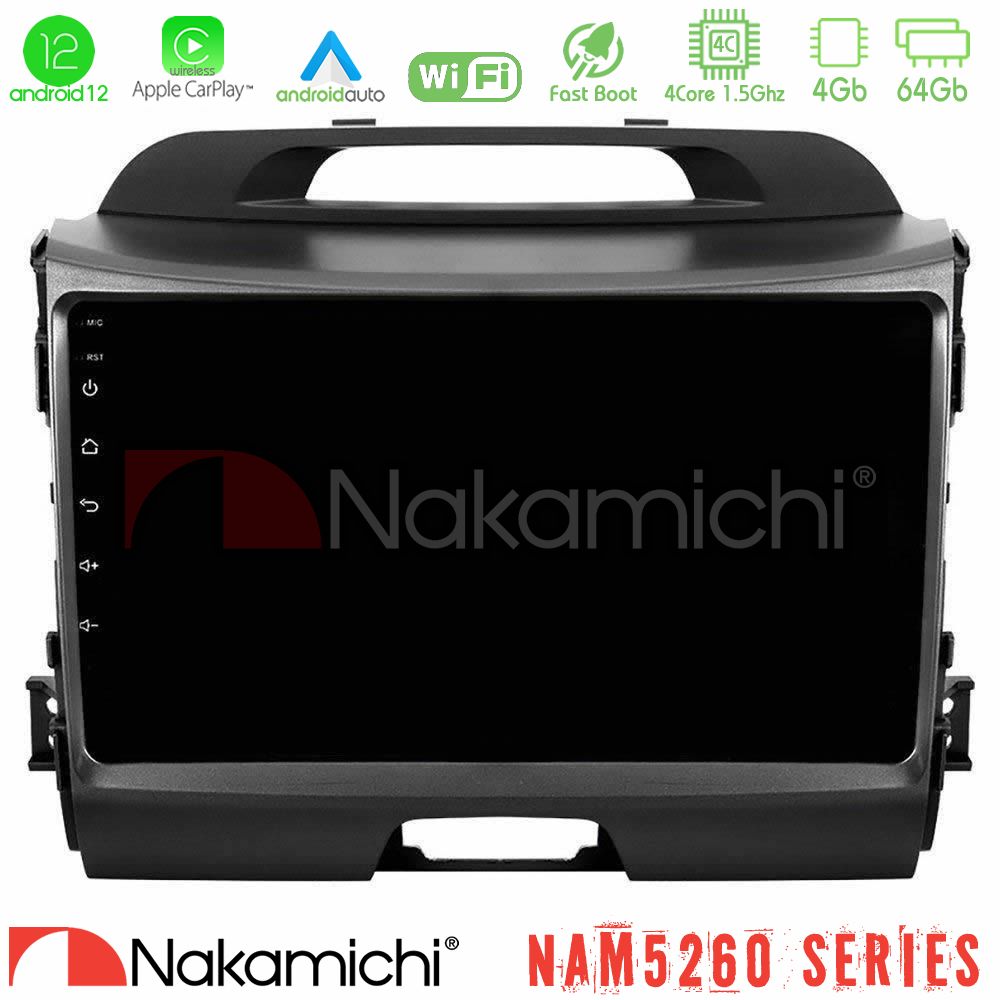 Nakamichi Nam5260 Series 4core Android12 4+64gb kia Sportage Navigation Multimedia Tablet 9 με Carplay &Amp; Android Auto u-n44-Ki0034