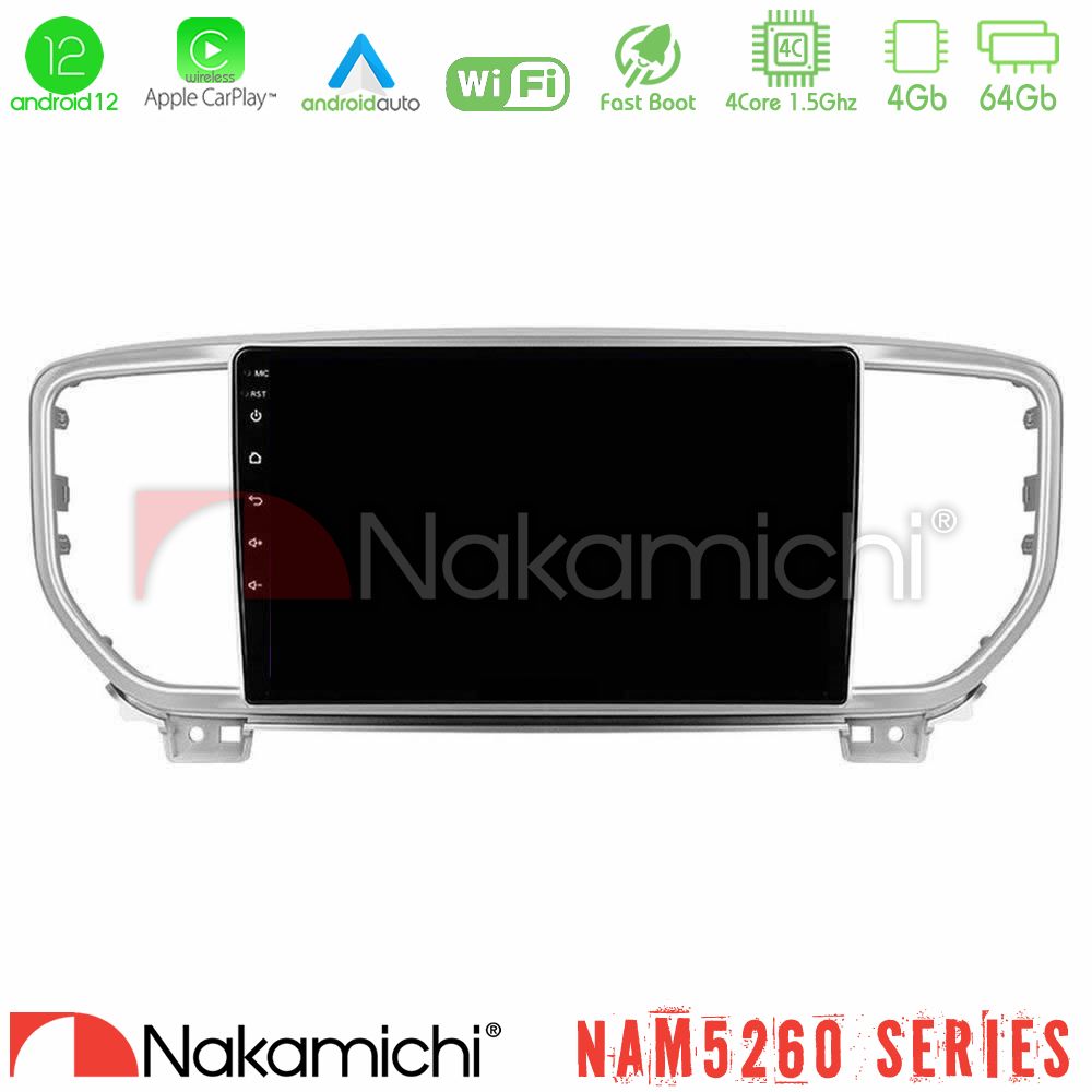 Nakamichi Nam5260 Series 4core Android12 4+64gb kia Sportage 2018-2021 Navigation Multimedia Tablet 9 με Carplay &Amp; Android Auto u-n44-Ki0516