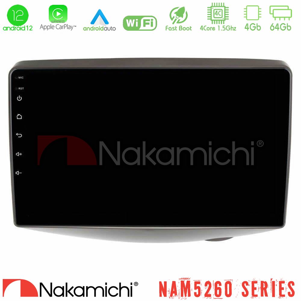 Nakamichi Nam5260 Series 4core Android12 4+64gb Toyota Yaris 1999 - 2006 Navigation Multimedia Tablet 9 με Carplay & Android Auto u-n44-Ty1047