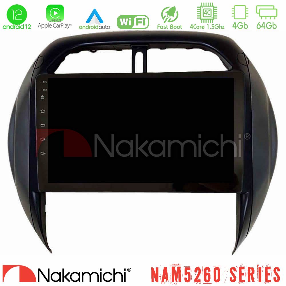 Nakamichi Nam5260 Series 4core Android12 4+64gb Toyota Rav4 2001-2005 (Auto A/c) Navigation Multimedia Tablet 9 με Carplay & Android Auto u-n44-Ty1315