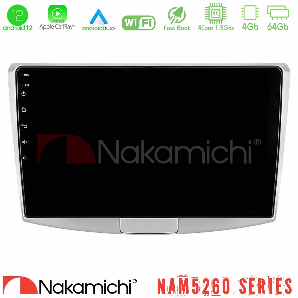 Nakamichi Nam5260 Series 4core Android12 4+64gb vw Passat Navigation Multimedia Tablet 10 με Carplay &Amp; Android Auto u-n44-Vw0002