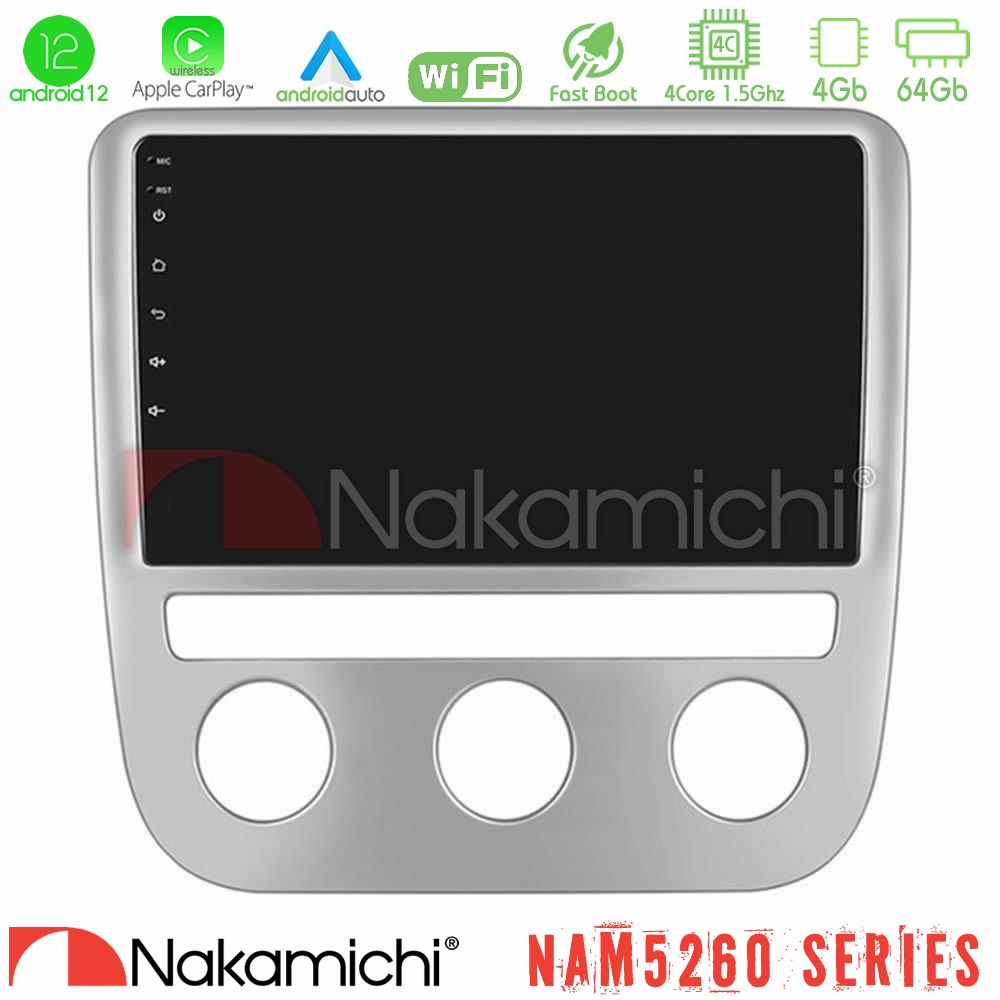 Nakamichi Nam5260 Series 4core Android12 4+64gb vw Scirocco 2008-2014 Navigation Multimedia Tablet 9 με Carplay &Amp; Android Auto u-n44-Vw0084