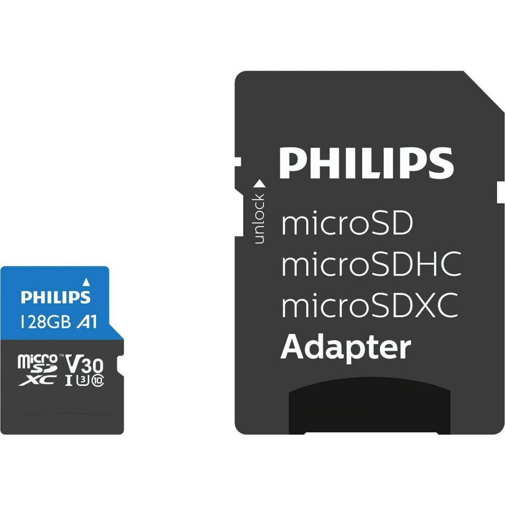 Philips Ultra Pro microSDXC 128GB Class 10 U3 V30 UHS-I με USB Reader (FM12MP65B/00) (PHIFM12MP65B-00)