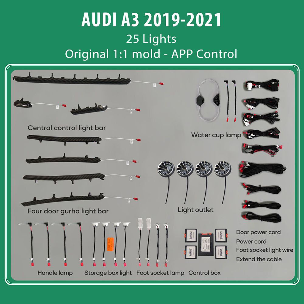 DIQ AMBIENT AUDI A3 8V-2 (Digital iQ Ambient Light Audi A3 mod. 2019-2021, 25 Lights with Airvent)