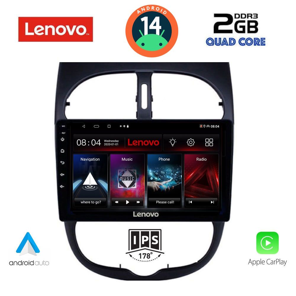 LENOVO LVD 2506_CPA (9inc) MULTIMEDIA TABLET for PEUGEOT 206 mod. 1998-2006