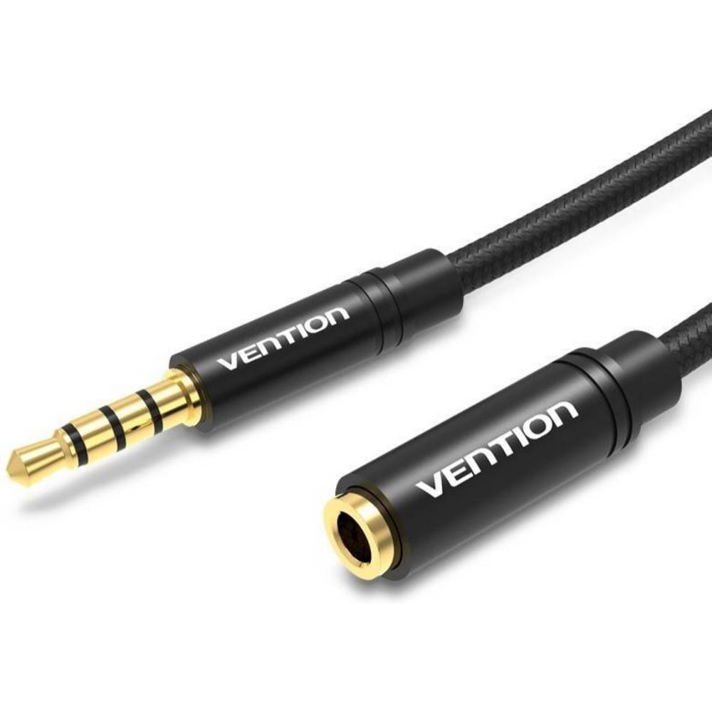 VENTION Cotton Braided 3.5mm Audio Extension Cable 2M Black Metal Type (BHBBH) (VENBHBBH)