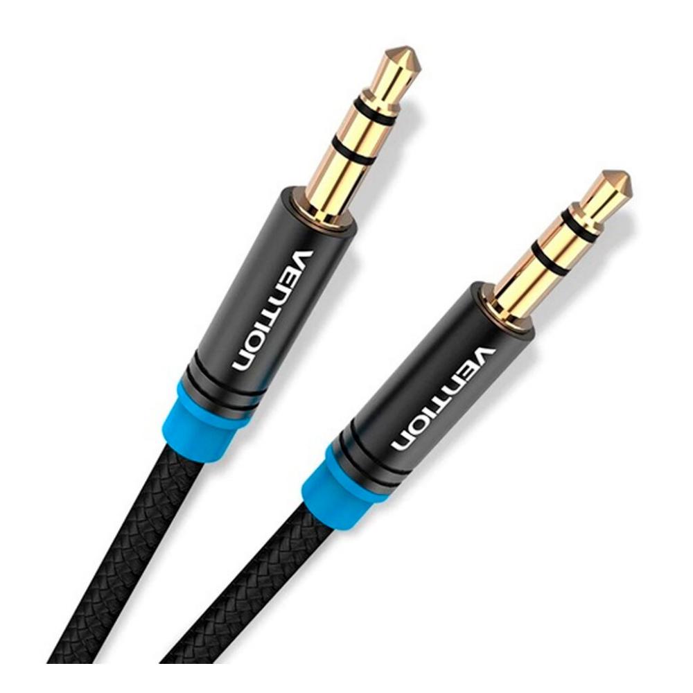 VENTION Cotton Braided 3.5mm Male to Male Audio Cable 1.5M Black Metal Type (High-End Series) (P350AC150-B-M) (VENP350AC150-B-M)