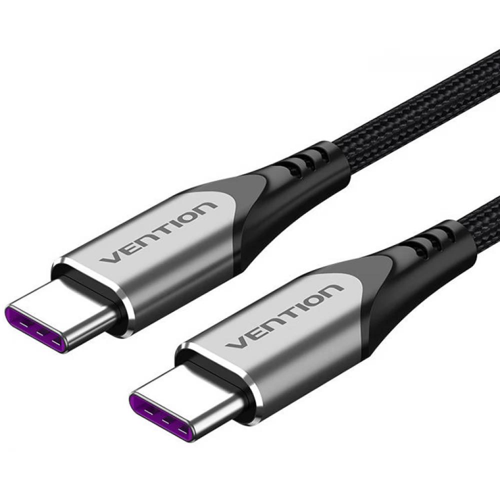 VENTION Nylon Braided Type-C to Type-C 5A/PD 100W Cable 2M Gray Aluminum Alloy Type (TAEHH) (VENTAEHH)