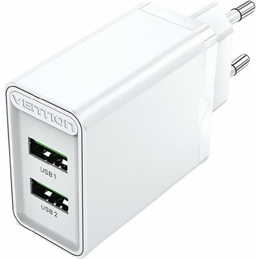 VENTION 2-Port USB (A+A) Wall Charger (18W/18W) EU White (FBAW0-EU) (VENFBAW0-EU)