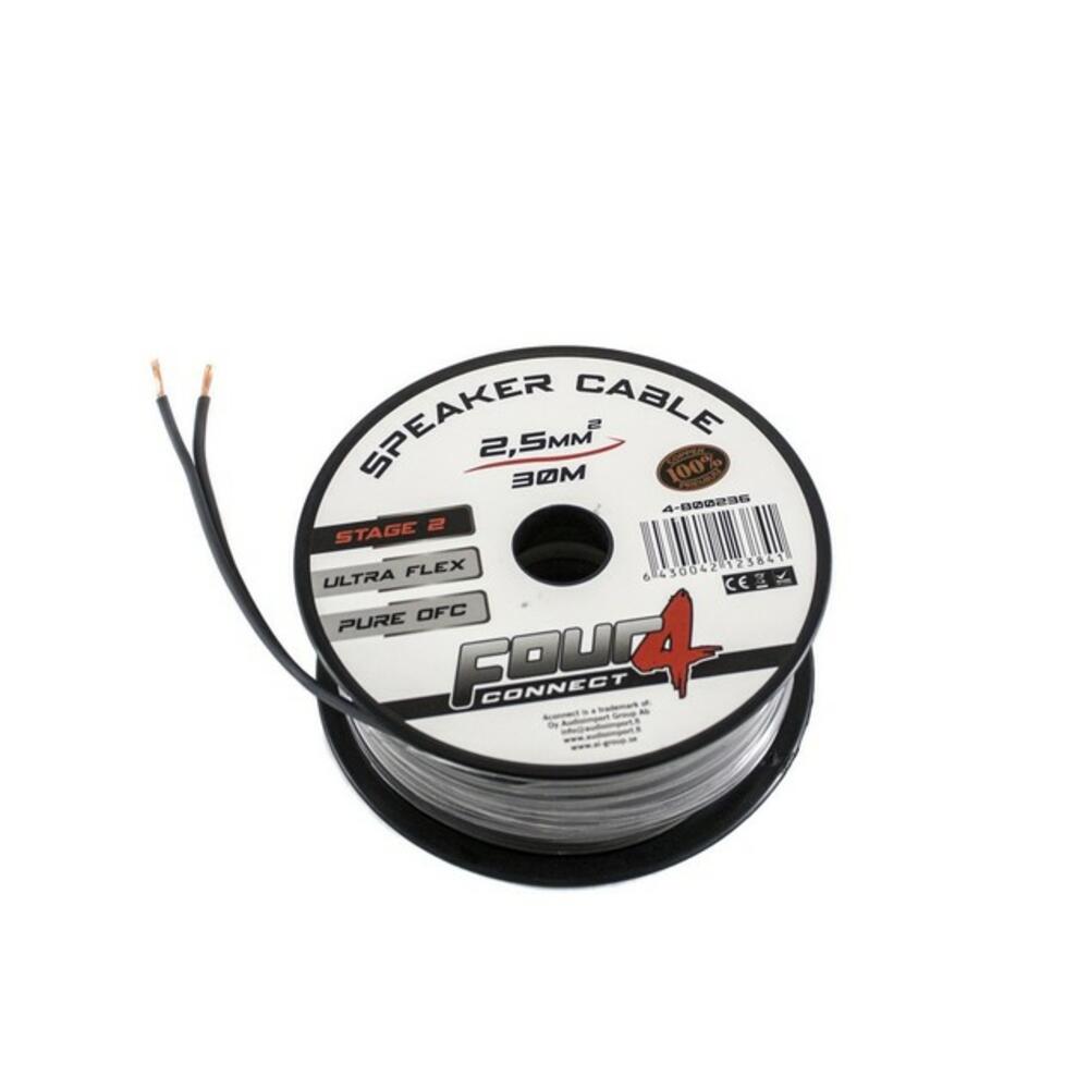 Four Connect Stage2 Speaker Cable 2x2.5mm2, Ofc, 30m Spool